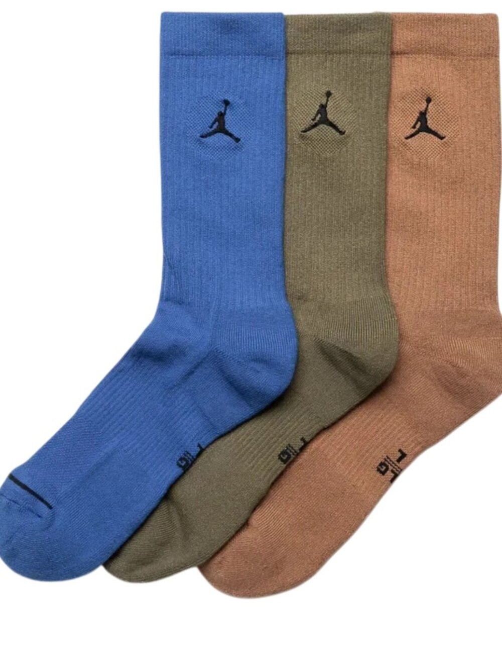 Nike Jordan Everyday Dri-Fit Crew Socks 3 Pack Large 8-12 DX9632 922 Blue Green